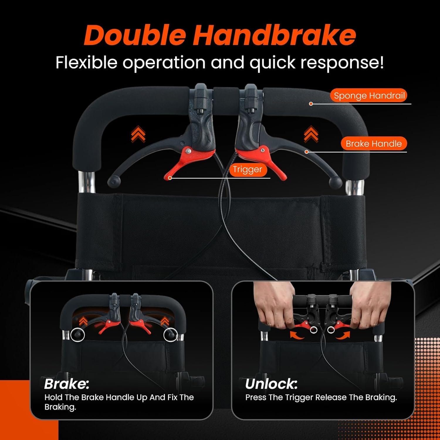 Ultra Lightweight Folding Wheelchair for Adults, 12" Big Rear Tires Transport Wheelchairs, Foldable Portable Travel Wheelchairs for Adults and Seniors Support 220lbs, Airline Approved - Image 4