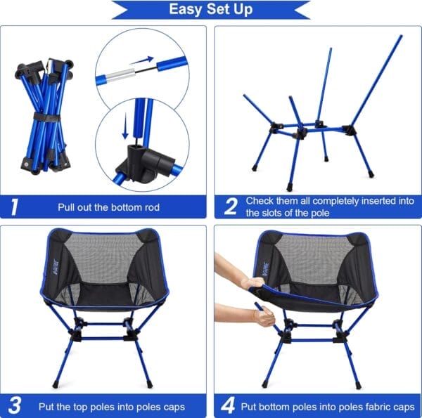 G4Free Folding Camping Chairs, Ultralight Compact Backpacking Folding Chairs Lawn Chairs Heavy Duty 330lbs with Side Pockets Packable for Outdoor Camp Travel Beach Picnic Gardening Travel Hiking - Image 4