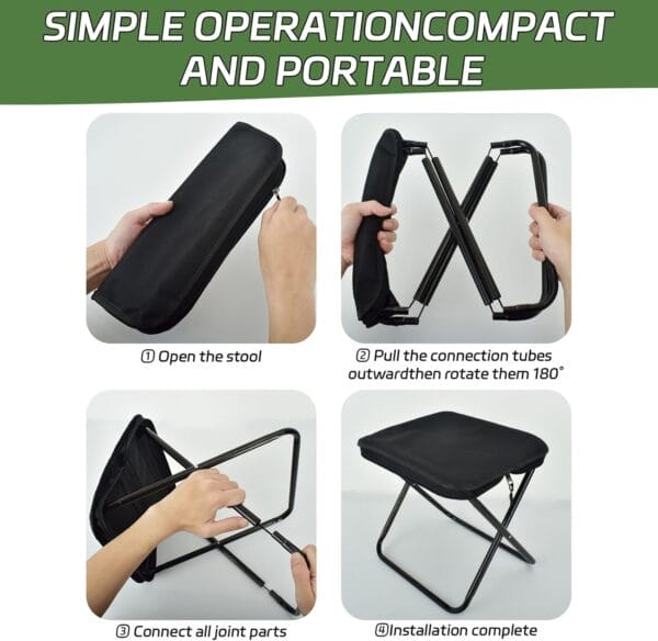 Collapsible Stool, Portable Chair, Lightweight Portable Stool for Adults, Portable Chairs for Adults, Holds Up to 330LBS, Ideal for Camping, Hiking, Outdoors, and Events - Image 4