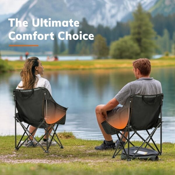Overmont Pre-Assembled Portable Folding Camping Chair - Lightweight Camp Chair with Side Pocket, Foldable Chair for Outdoor Hiking Beach Travel with Carrying Bag, Supports up to 300LBs 2 pcs - Image 6