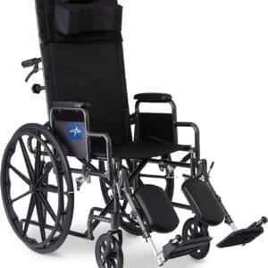 Medline Reclining Wheelchair, Desk-Length Arms and Elevating Leg Rests, 20" x 18" Seat (W x D)