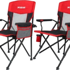 Camping Chair for Adults 350 LBS Support Camp Chair 2PCS with Breathable Mesh Back Fabric with Arm Rest Cup Holder and Portable Carrying Bag