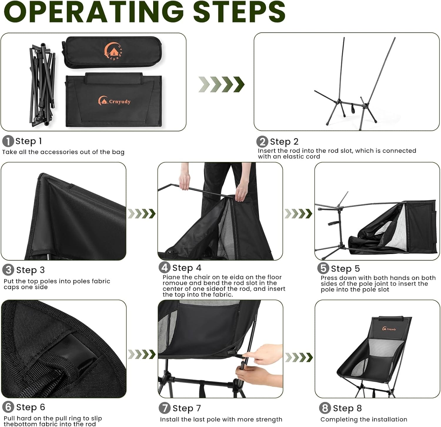 Folding High Back Camping Chair for Outside,Portable Camp Chair for Adults, Lightweight Compact with Carry Bag, for Hiking Lawn Picnic&Fishing(Black) - Image 4