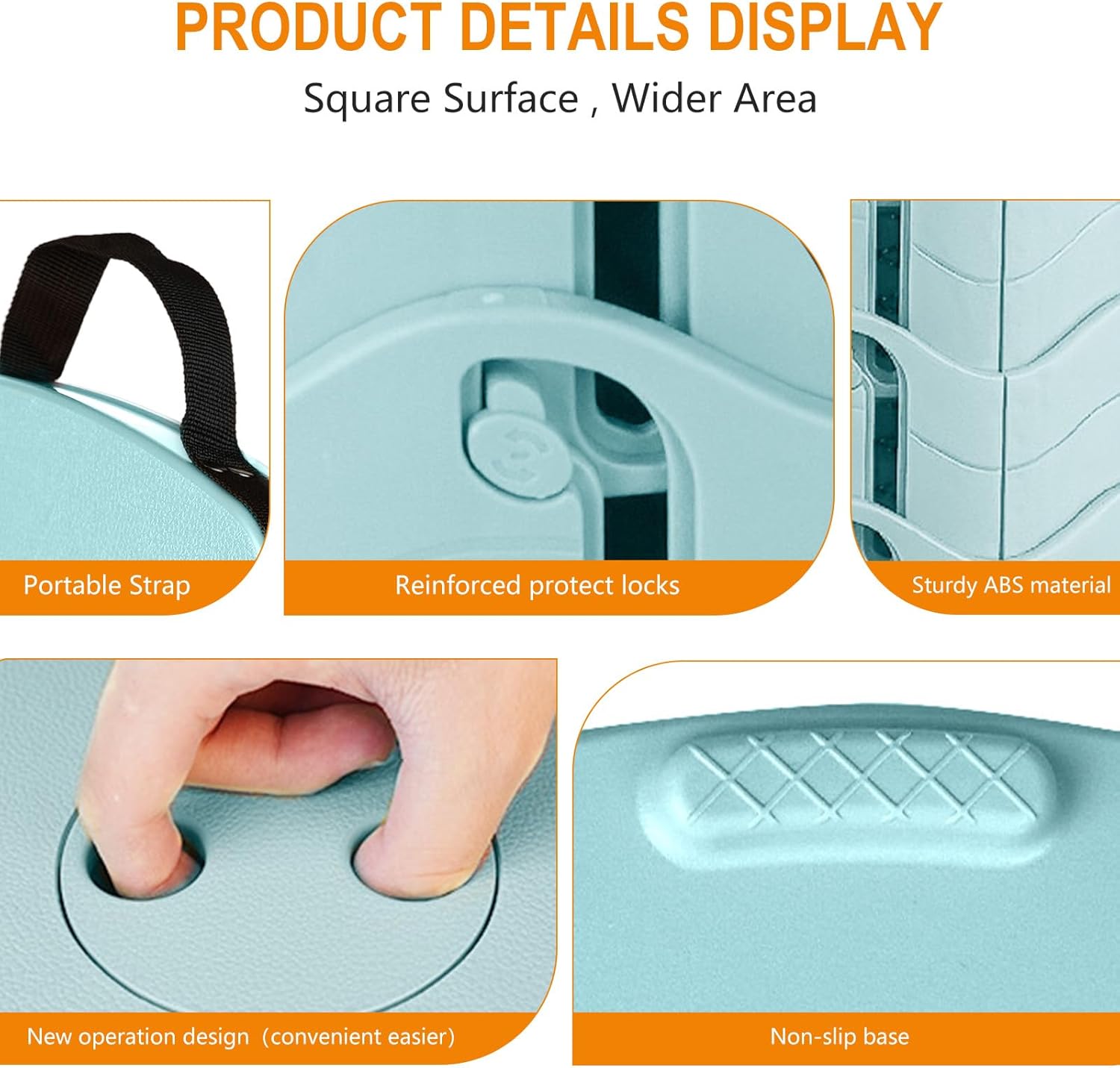 Collapsible Camping Stool Seat, Square Portable Folding Stool, Lightweight Sturdy Foldable Stool for Camp Fishing Picnic, Max Load 550 lb, Ice-Cream - Image 4