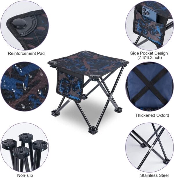 2 Pack Folding Portable Camping Stool for Adults, Lightweight Collapsible Stool for Outdoor Footrest Fishing Hiking Gardening and Beach with Carry Bag(400 LBS Capacity) - Image 4