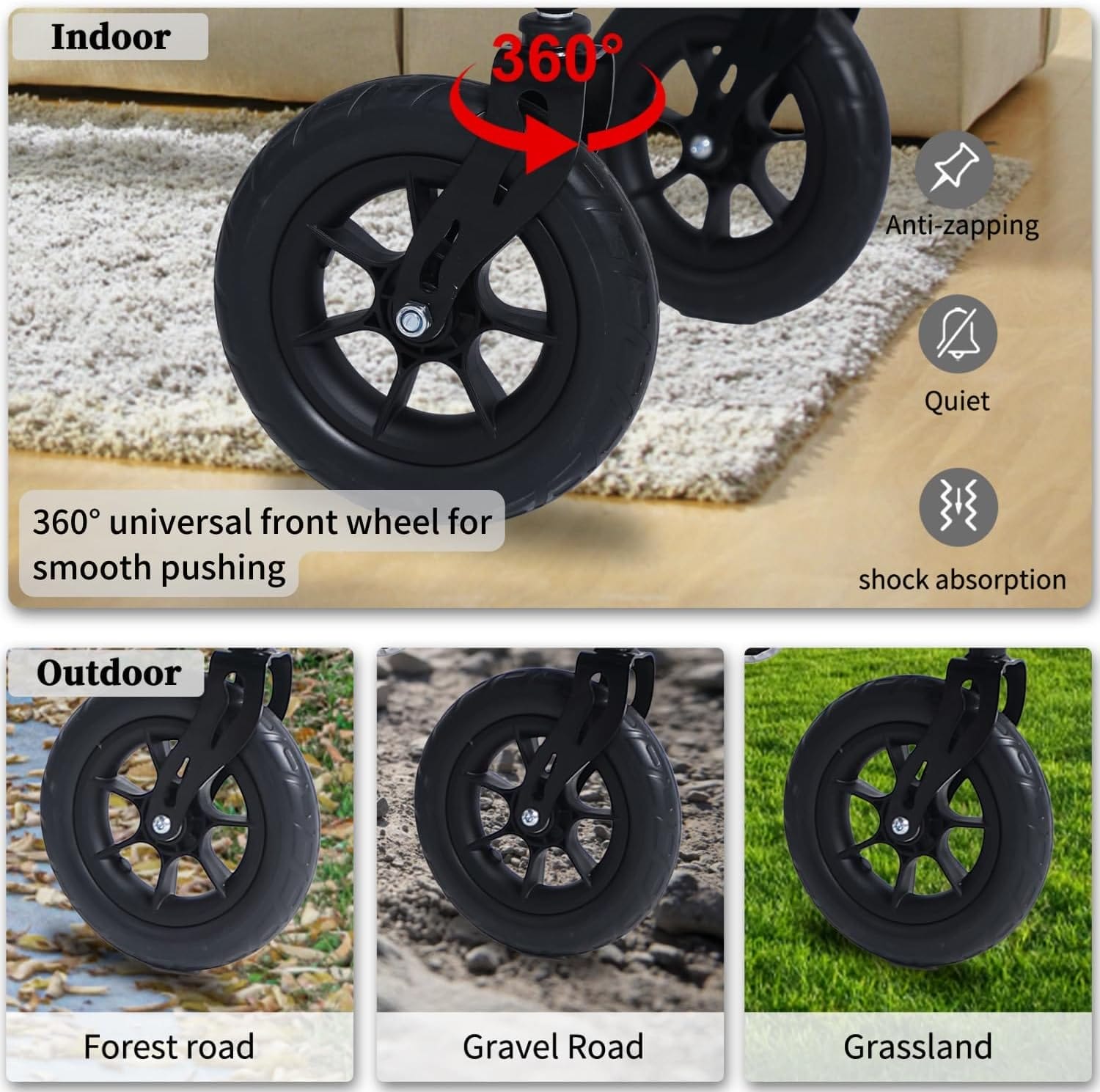 Rollator Walker for Seniors, Lightweight Foldable All Terrain Rolling Walker with seat, Aluminum Walkers with 10 inch Rubber Wheels, Handles and Backrest for Seniors and Adult - Image 4