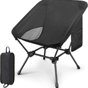 CVLIFE Camping Chair Portable Folding Backpacking Chair for Outside Hunting Fishing Hiking Black