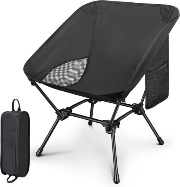 CVLIFE Camping Chair Portable Folding Backpacking Chair for Outside Hunting Fishing Hiking Black