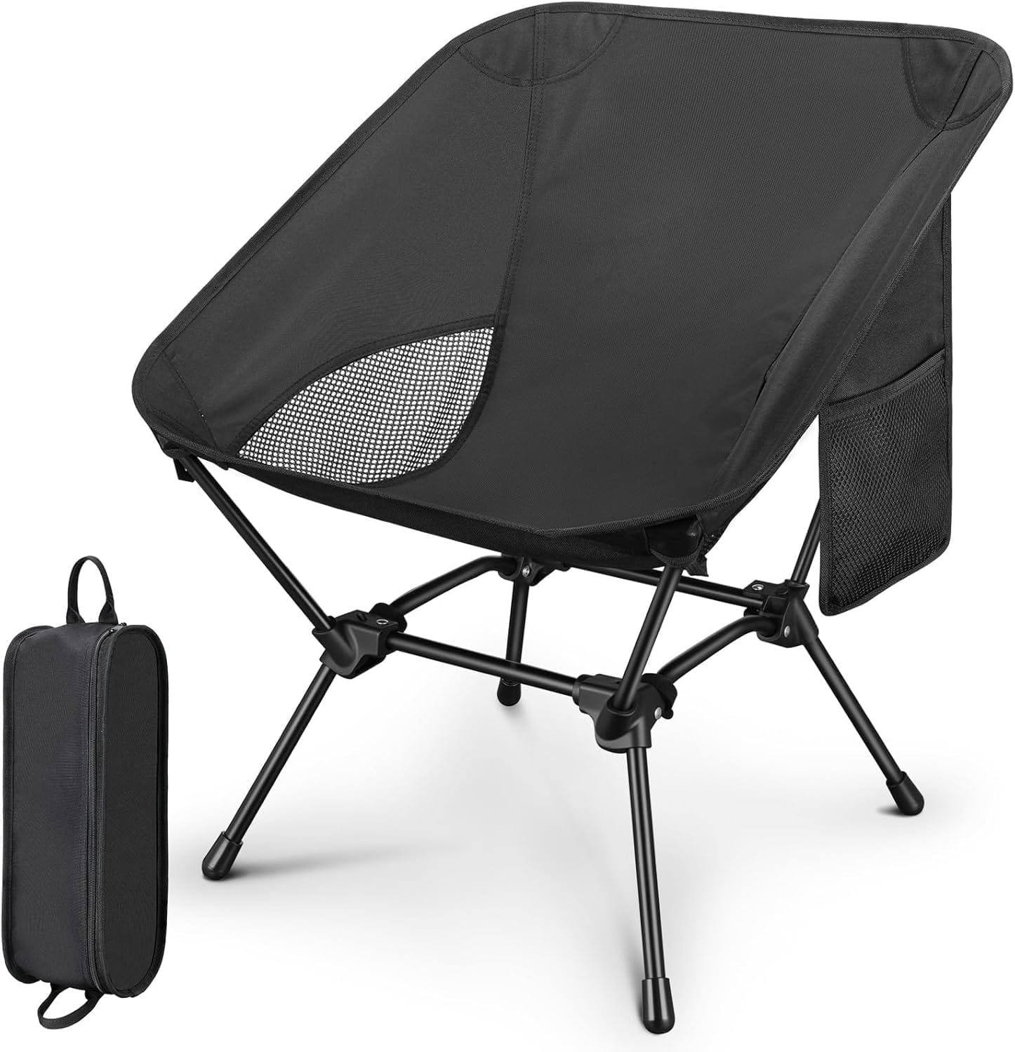 CVLIFE Camping Chair Portable Folding Backpacking Chair for Outside Hunting Fishing Hiking Black