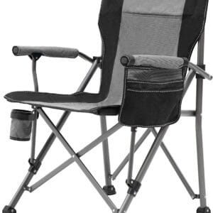 XGEAR Camping Chair Hard Arm High Back Lawn Chair Heavy Duty with Cup Holder, for Camp, Fishing, Hiking, Outdoor, Carry Bag Included