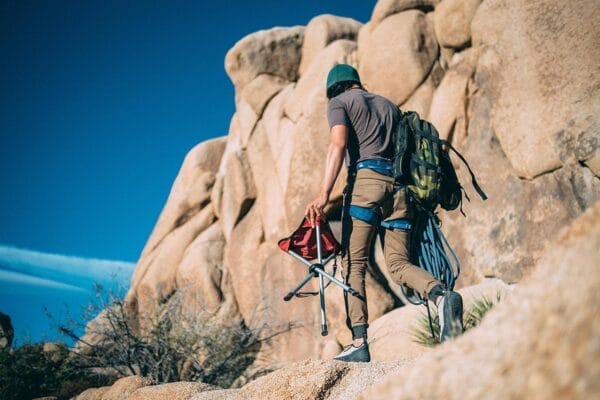 Travel Chair Slacker Tripod Chair for Camping, Lightweight Chair, Adjustable Carry Strap for Easy Transport | Oversized Duck Feet for Improved Stability | Perfect for Outdoor Adventures (Red) - Image 2