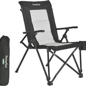 SUNNYFEEL Ergonomic High Back Camp Chair - 500lbs Heavy Duty Folding Chair, UV-Resistant Portable Camp Chair with Hard Armrests, Cup Holder& Bag for Outdoor, Basebal, Travel, Sports, Hiking, Fishing