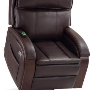 MCombo Power Lift Recliner Chair Sofa with Massage and Heat, Adjustable Headrest for Elderly People, Solid Wood Armrest, USB Ports, Side Pockets, Faux Leather 7917 (Dark Brown, Medium)