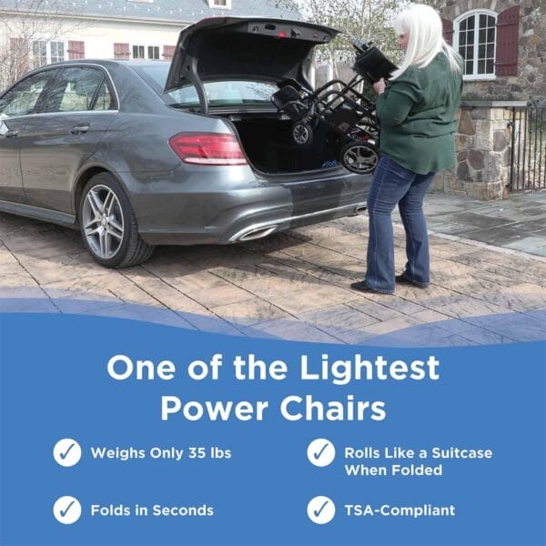Journey Air Electric Power Chair for Adults – Weighs Only 35 lbs – Lightweight, Foldable Power Chair for Seniors – Quick Charge with up to 6.2 Mile Range – TSA Compliant - Image 2