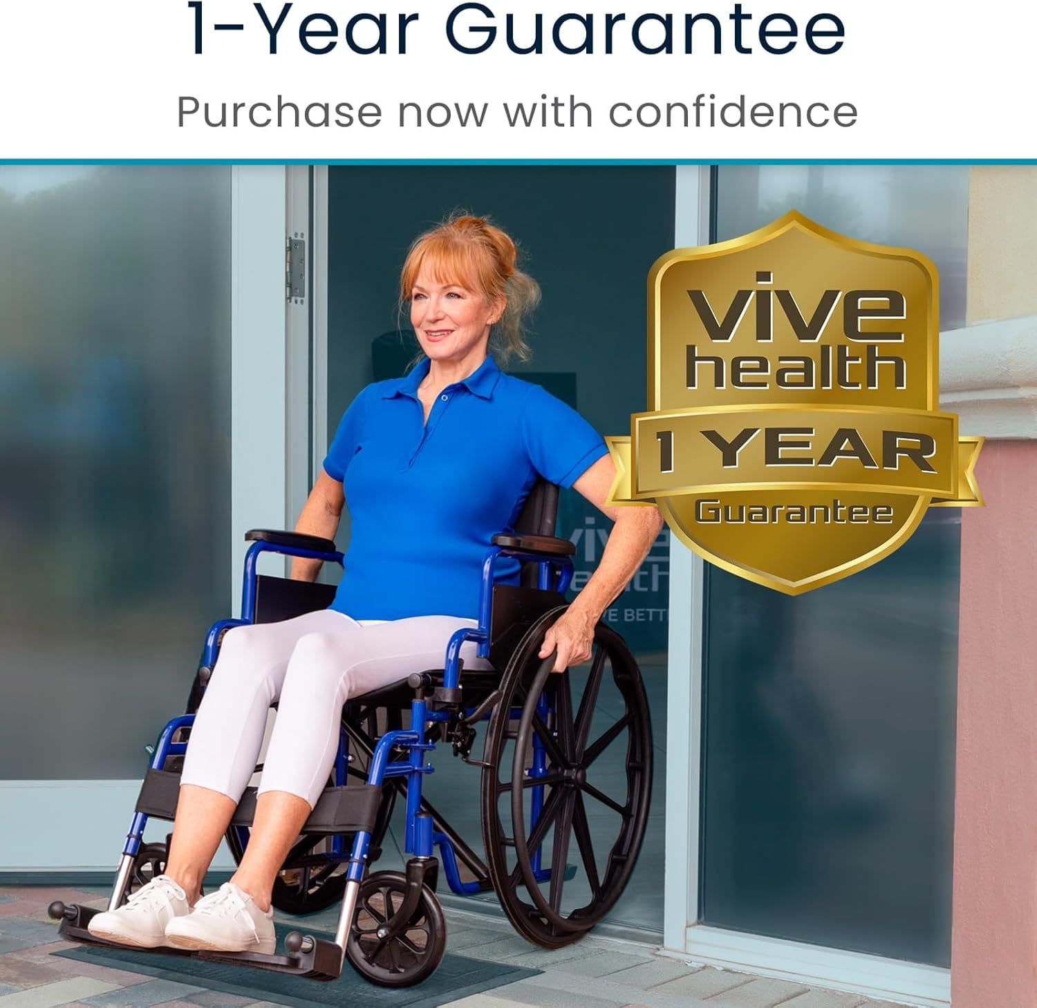 Vive Mobility Foldable Wheelchair for Adults - Portable Wheel Chair for Seniors - Folding Chair w/Wheels for Travel, All Terrain - Elderly & Disabled & Supports up to 250 lbs - Compact & Collapsible - Image 9