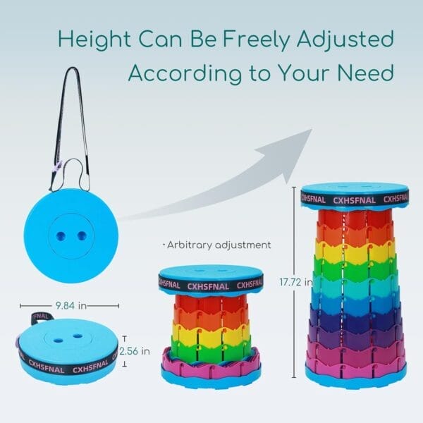 Upgraded Portable Camping Chairs Lightweight but Sturdy Load Capacity 400lbs Height Adjustable Beach Stool Compact Adults Seniors for Travel Fishing Hiking Gardening Hunting BBQ(Rainbow, Double pack) - Image 3