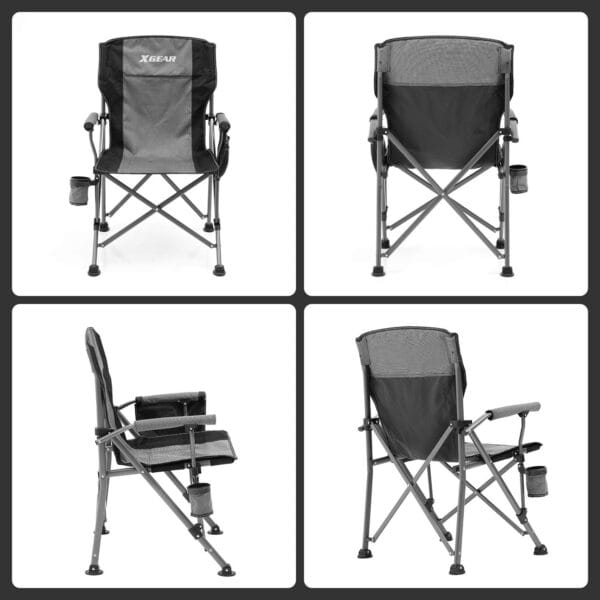 XGEAR Camping Chair Hard Arm High Back Lawn Chair Heavy Duty with Cup Holder, for Camp, Fishing, Hiking, Outdoor, Carry Bag Included - Image 5