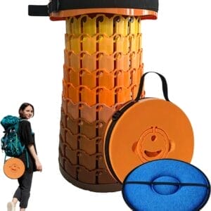 19.7” Heavy Duty Collapsible Stool with Cushion - Portable, Foldable Camping Stool for Adults, Max Capacity 1000lbs