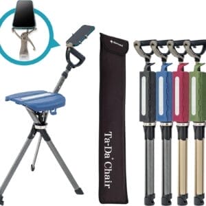 STEP2GOLD Ta-Da Chair Series 2 PRO, Portable Trekking Hiking Pole, Folding Walking Stick with Seat, Walking Cane with Chair, Foldable Chair, Lightweight Aluminum, Easy Carry and Storage, Anti-Slip
