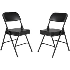 National Public Seating Premium Cushioned Portable Folding Chairs 3200 Series Upholstered, Heavy-Duty Foldable Chairs for Indoor & Outdoor Use – Set of 2, Comfortable & Durable, Black