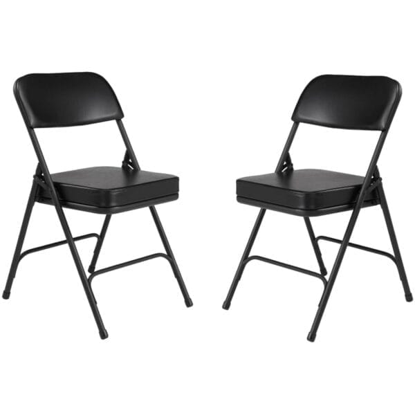 National Public Seating Premium Cushioned Portable Folding Chairs 3200 Series Upholstered, Heavy-Duty Foldable Chairs for Indoor & Outdoor Use – Set of 2, Comfortable & Durable, Black