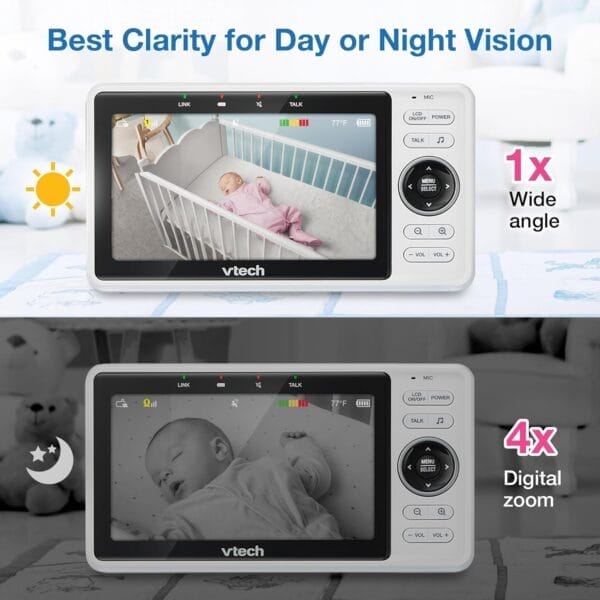 VTech Upgraded Smart WiFi Baby Monitor VM901, 5-inch 720p Display, 1080p Camera, HD NightVision, Fully Remote Pan Tilt Zoom, 2-Way Talk, Free Smart Phone App, Works with iOS, Android - Image 6