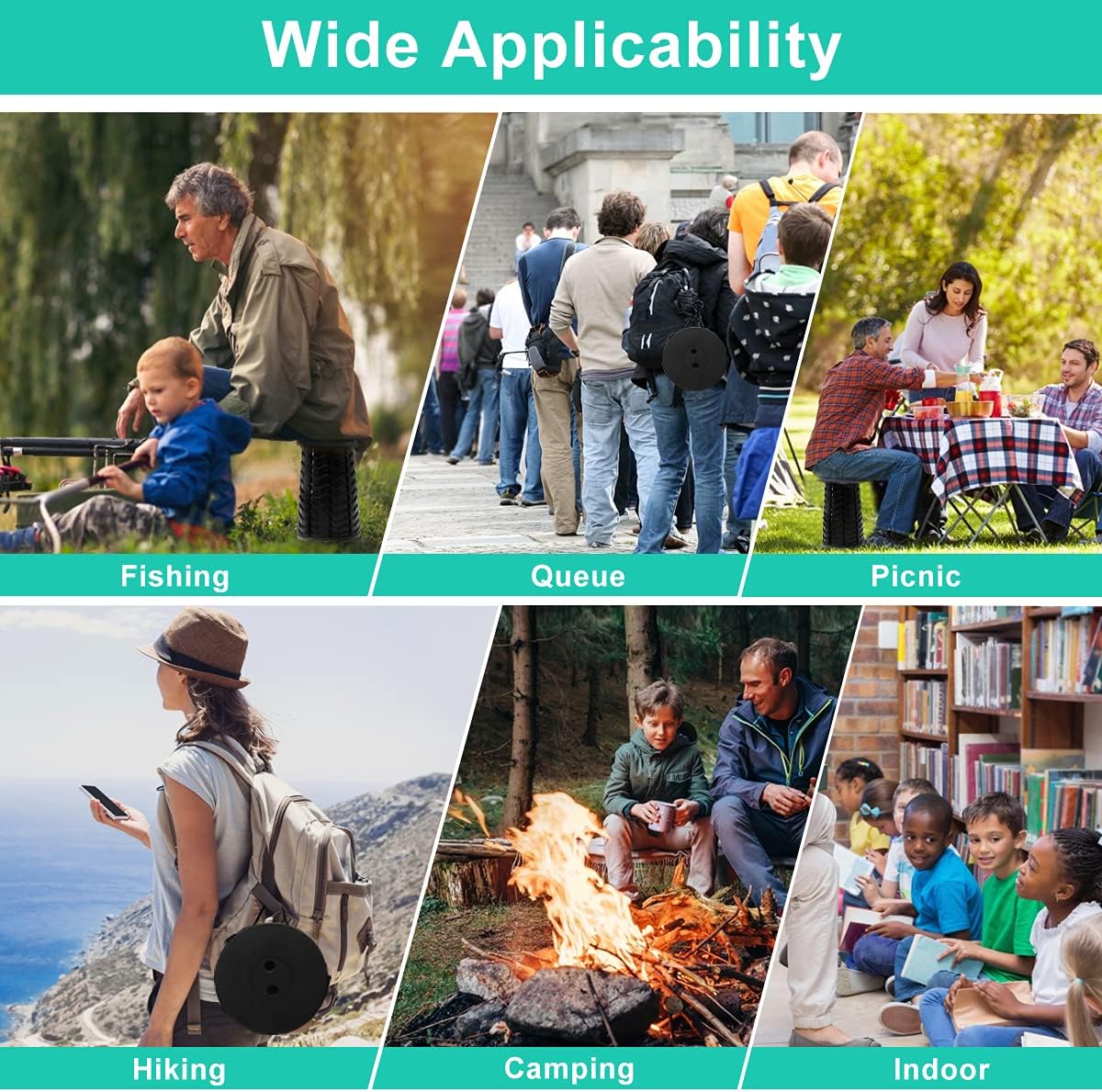 Coideal Retractable Folding Stool Upgraded, Portable Lightweight Collapsible Stool Telescoping Chair Seat Adjustable Height with Load 400 lbs for Adult Camping Travel Fishing Outdoor - Image 5