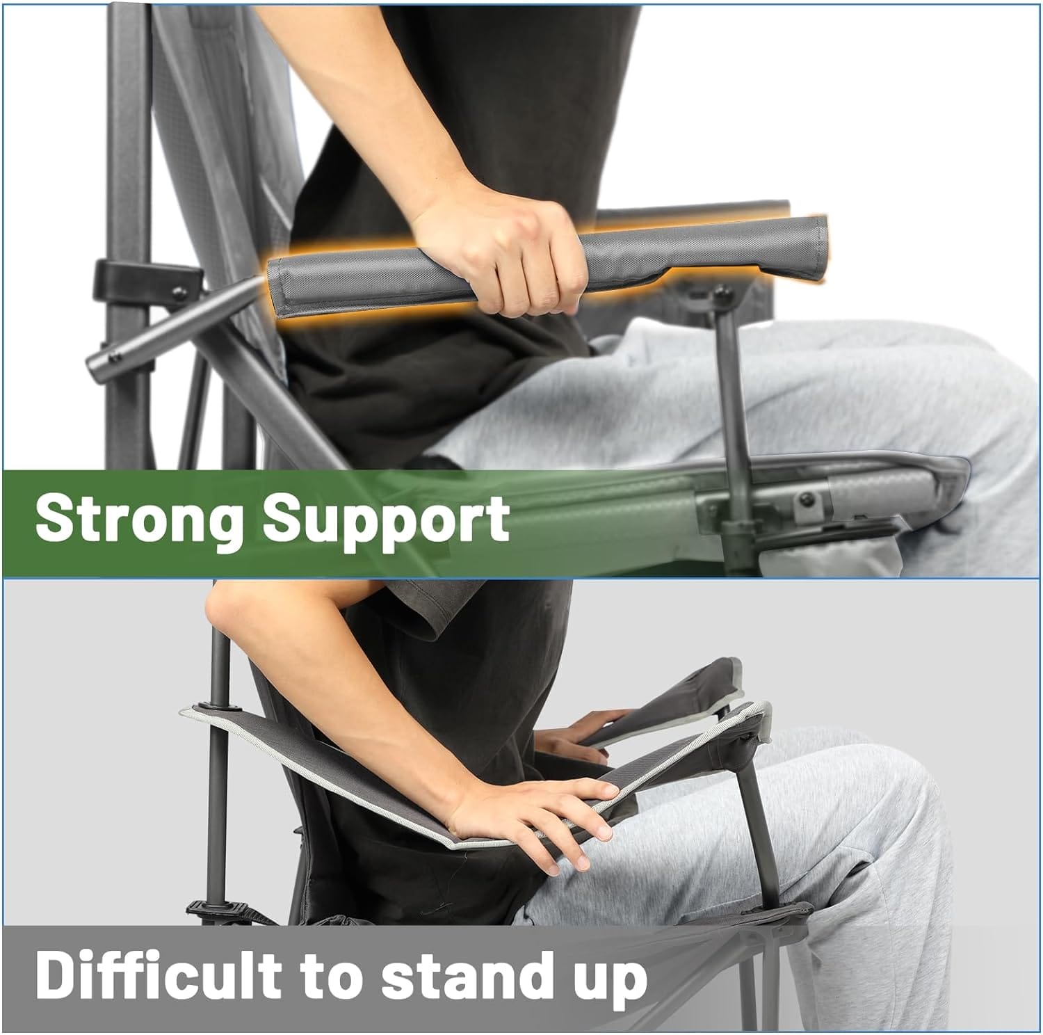 TIMBER RIDGE Oversized Folding Camping Chair High Back Heavy Duty for Adults Support up to 500lbs with Cup Holder, Side Pocket Cooler Bag - Image 5