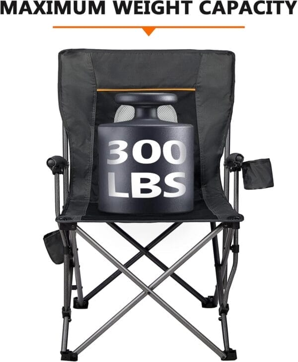 PORTAL Folding Camping Chair Comfortable Portable Lawn Chairs Lightweight Foldable Outdoor Camp Chair for Adults, Supports up to 300 lbs, Black - Image 4