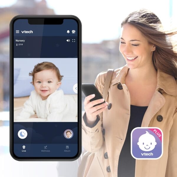 VTech Upgraded Smart WiFi Baby Monitor VM901, 5-inch 720p Display, 1080p Camera, HD NightVision, Fully Remote Pan Tilt Zoom, 2-Way Talk, Free Smart Phone App, Works with iOS, Android - Image 3