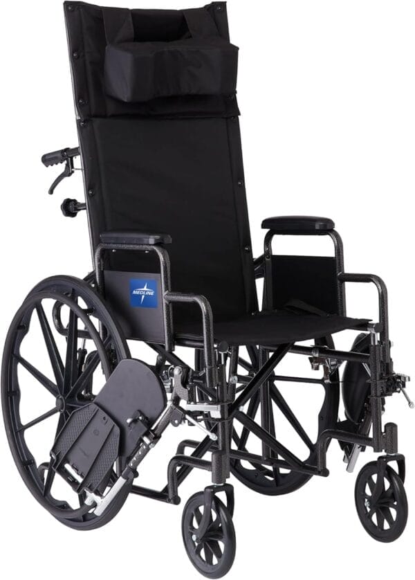 Medline Reclining Wheelchair, Desk-Length Arms and Elevating Leg Rests, 20" x 18" Seat (W x D) - Image 5