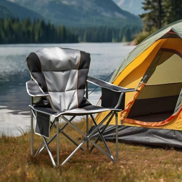 OLIXIS Heavy Duty Camping Chairs 450lbs Capacity Portable Folding Chair with Cup Holder and Cooler Bag,Sturdy Steel Frame Outdoor Chair for Backyard,Beach,Fishing - Image 2
