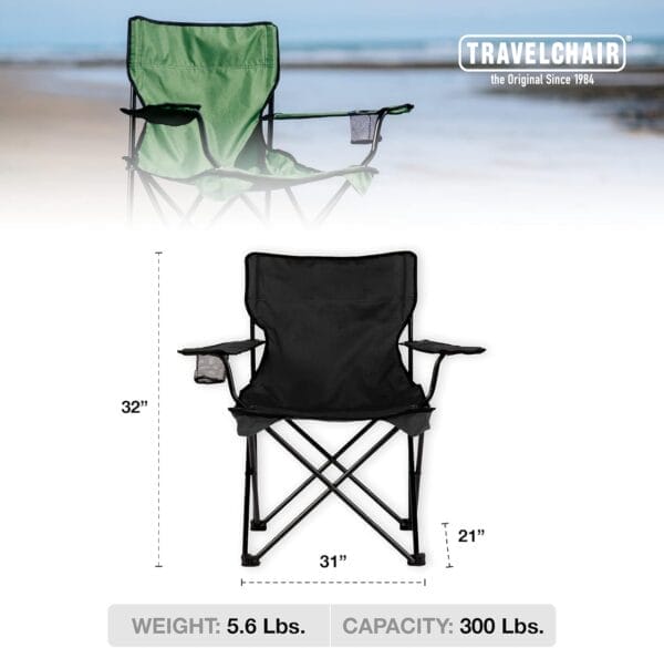 Travel Chair C-Series Rider Chair, Foldable and Portable Camping Chair, Black - Image 2