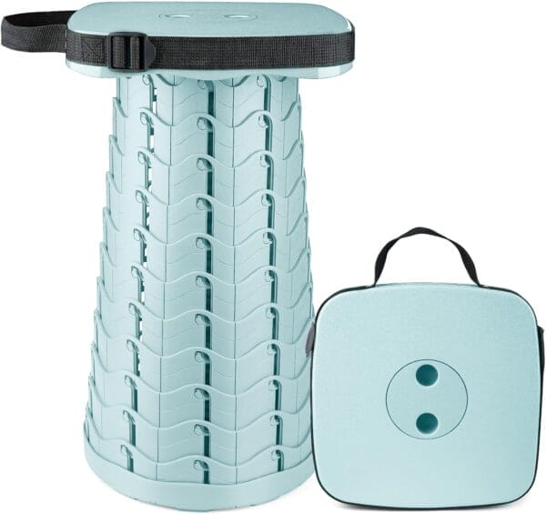 Collapsible Camping Stool Seat, Square Portable Folding Stool, Lightweight Sturdy Foldable Stool for Camp Fishing Picnic, Max Load 550 lb, Ice-Cream
