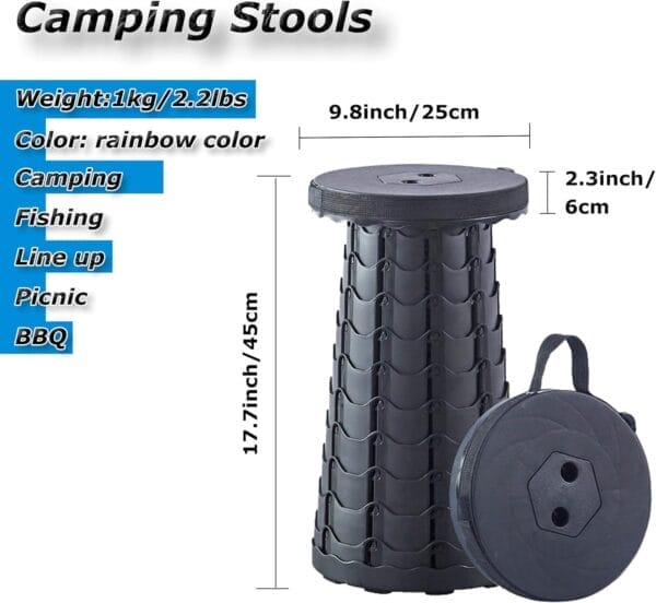 Upgraded Portable Folding Stool, Camping Retractable Seat for Adults Outdoor, Travel, Barbecue, Fishing, Waiting in Line Lightweight Chair 2023 Second Generation - Image 2
