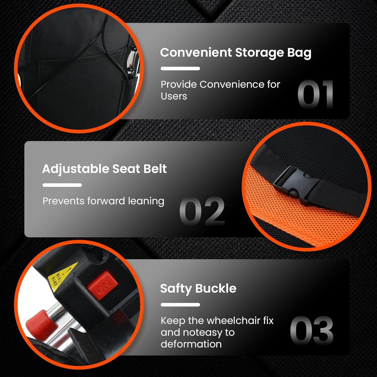 Ultra Lightweight Folding Wheelchair for Adults, 12" Big Rear Tires Transport Wheelchairs, Foldable Portable Travel Wheelchairs for Adults and Seniors Support 220lbs, Airline Approved - Image 6