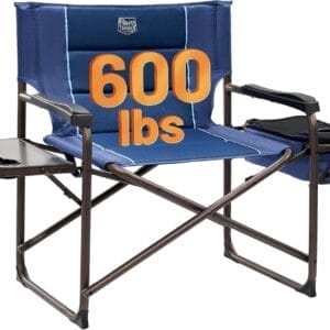 TIMBER RIDGE XXL Oversized Directors Chair 600lbs - Heavy Duty Camping Chair with Cooler Bag & Table, Portable Folding Chair with Wide Seat for Tailgating, Patio, Outdoor - Blue