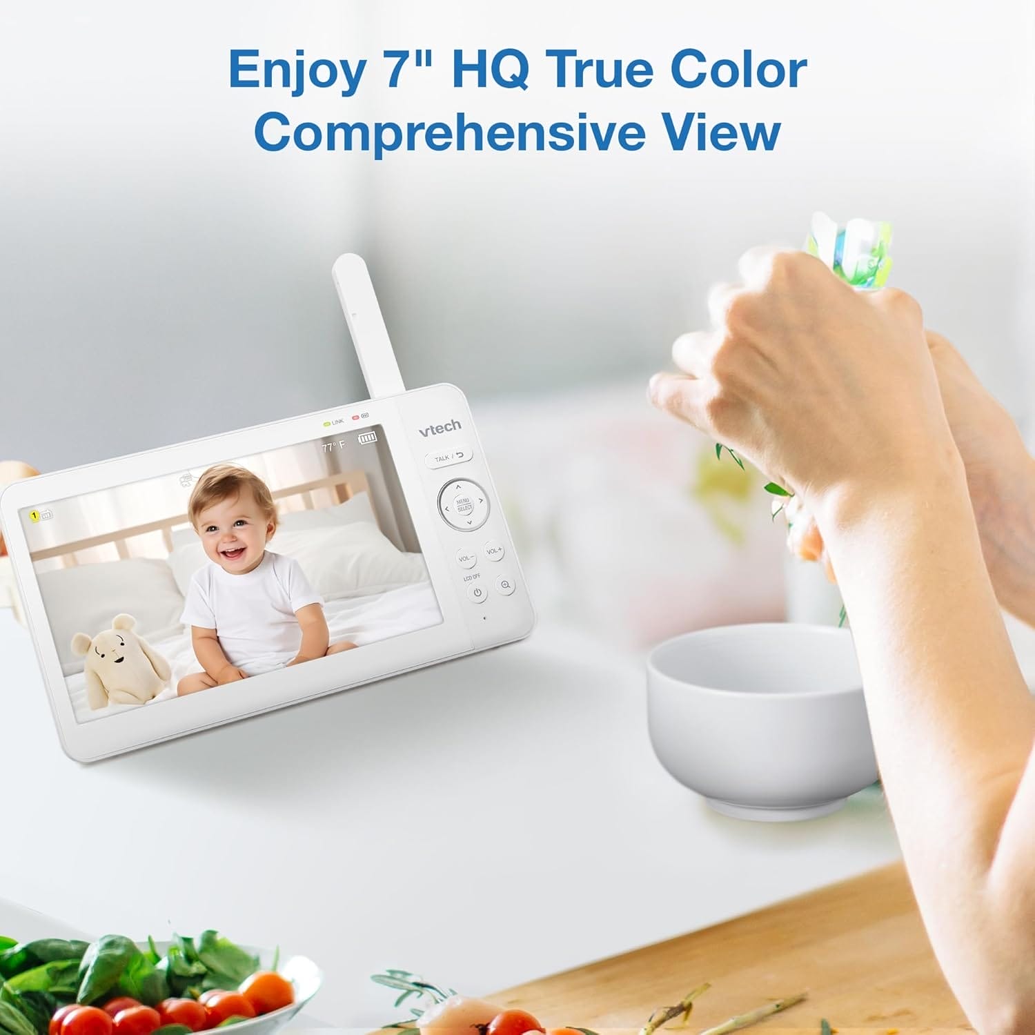 VTech [2025 Upgrade] Baby Monitor with 7" IPS Screen, Pan Tilt Zoom Camera, No WiFi Video Baby Monitor with Camera and Audio, Multi-Color Night Light, 2-Way Talk, Lullabies, Advanced HQ Max - Image 3