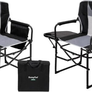 SUNNYFEEL Oversized Camping Directors Chair 2 Pack, Portable Folding Lawn Chairs for Adults Heavy Duty with Side Table,Pocket for Beach, Fishing,Picnic,Concert Outdoor, Foldable Camp Chairs