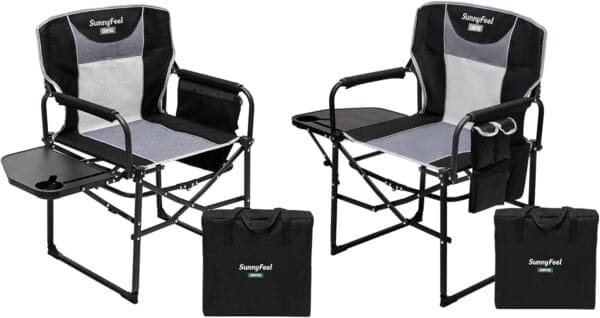 SUNNYFEEL Oversized Camping Directors Chair 2 Pack, Portable Folding Lawn Chairs for Adults Heavy Duty with Side Table,Pocket for Beach, Fishing,Picnic,Concert Outdoor, Foldable Camp Chairs
