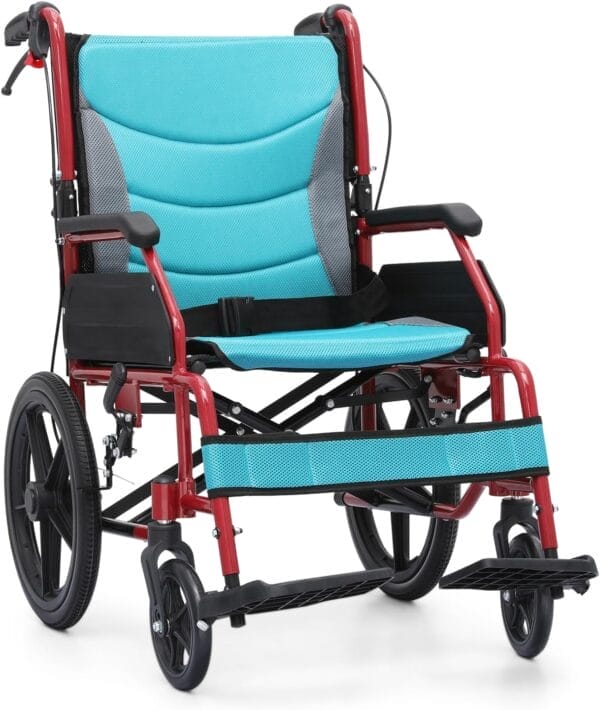 Folding Transport Wheelchair with Removable Cushion and Loop-Lock Handbrakes Wheel Chair for Adults, 17.5 inch Seat User-Friendly Lightweight Foldable Chair for Storage and Travel Use, 250lbs