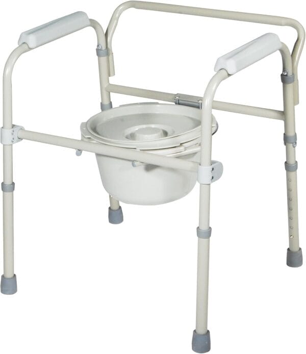 HEALTHLINE Bedside Commode for Seniors - Folding Commode Chair for Toilet with Arms - 3 in 1 Commode Chair Over Toilet Seat with Lid, Splash Guard & Arms - Image 3