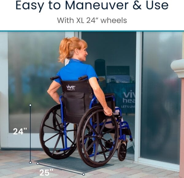 Vive Mobility Foldable Wheelchair for Adults - Portable Wheel Chair for Seniors - Folding Chair w/Wheels for Travel, All Terrain - Elderly & Disabled & Supports up to 250 lbs - Compact & Collapsible - Image 3