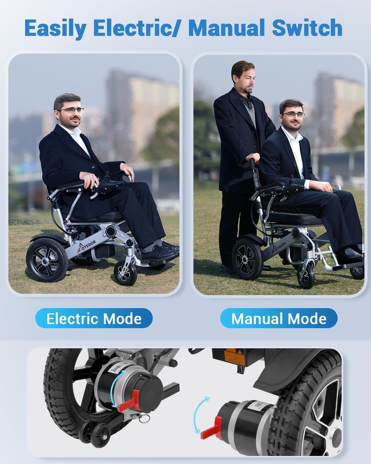 [2025 Upgrade] Aotedor 30 Miles Long Travel Range, Electric Wheelchair for Adults Power Wheelchairs Lightweight Foldable All Terrain Motorized Wheelchair for Seniors Compact Portable Airline Approved - Image 7