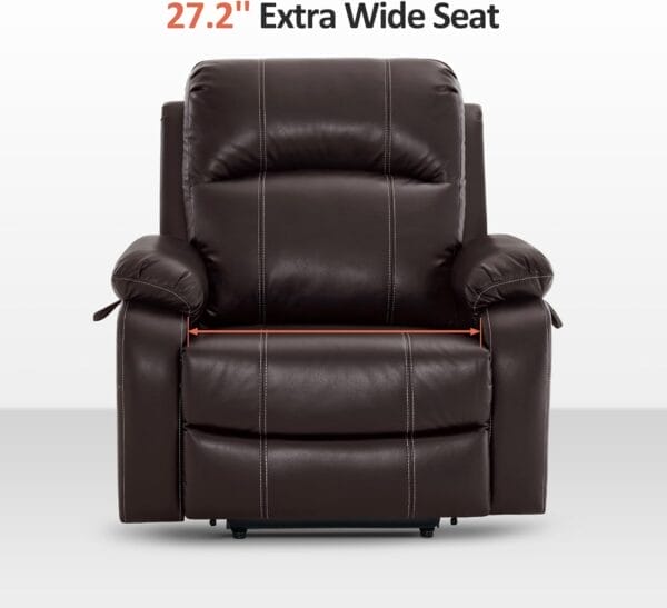MCombo Small-Wide Power Lift Recliner Chair with Massage and Heat for Petite Elderly People, 3 Positions, 2 Side Pockets, USB Ports, Faux Leather R7410 (Dark Brown, Small-Wide) - Image 4