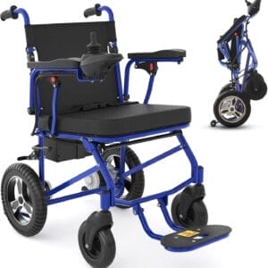 Electric Wheelchairs for Adults,20 Miles Lightweight Foldable Motorized Wheelchair Power Portable Wheelchairs - 500W Motor, Blue