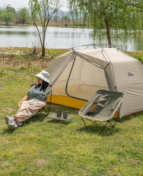 iClimb Low Ultralight Compact Camping Folding Chair with Side Pocket and Carry Bag - Image 2