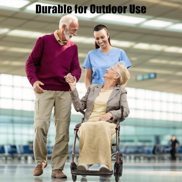 Wheelchairs for Adults Transport Chair Lightweight Foldable with Telescopic Handle, 19.4lbs Portable Folding Travel Wheel Chairs for Seniors - Red - Image 6