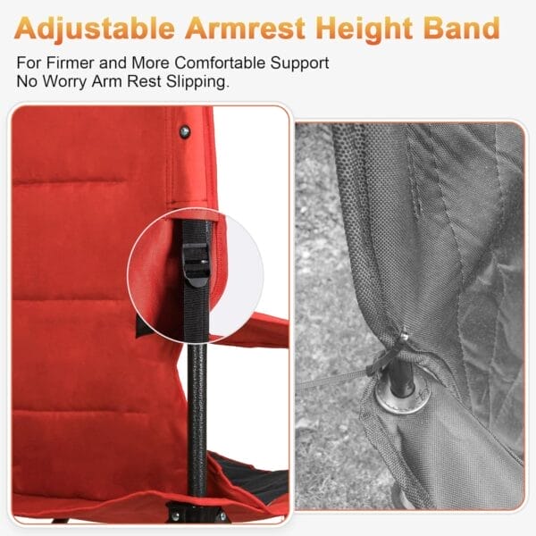 Romswi Oversized Camping Chairs,Heavy Duty Support 500 LBS,Padded Back & Arm Sport Chairs, Cup Holder Cooler Bag, Collapsible Folding Chairs for Outdoor, Fishing & Garden - Image 7