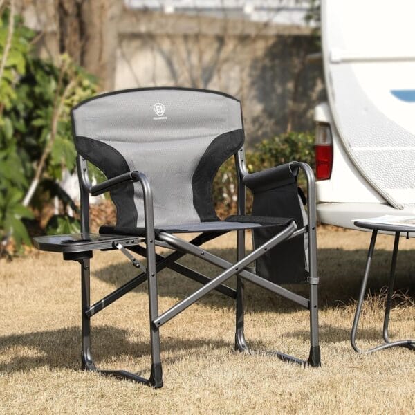 EVER ADVANCED Lightweight Folding Directors Chairs Outdoor, Aluminum Camping Chair with Side Table and Storage Pouch, Heavy Duty Supports 350LBS - Image 2